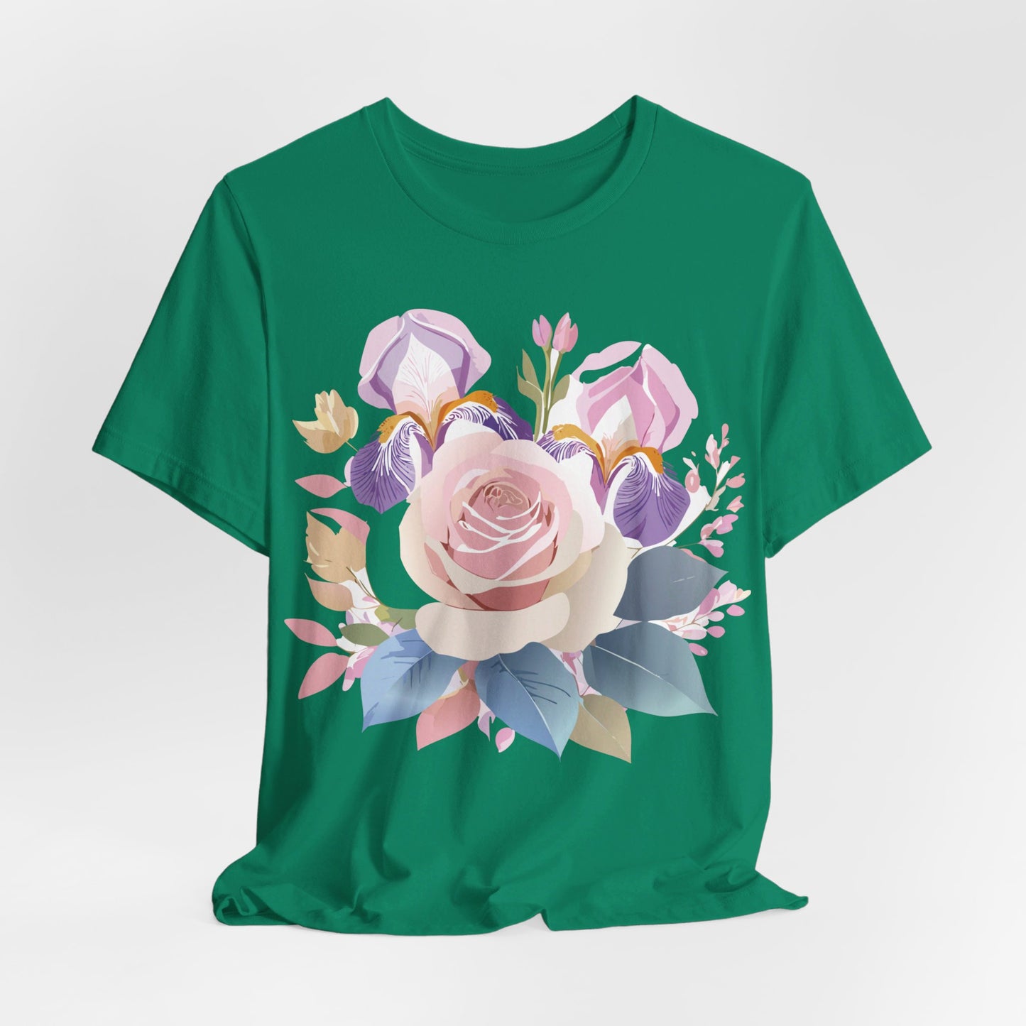 Natural Cotton Tee Shirt with Flowers