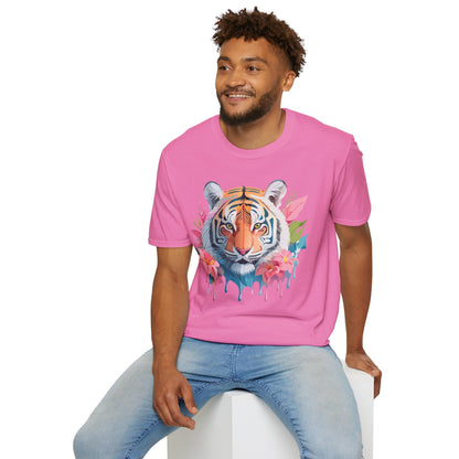 Tiger Print Unisex Softstyle T Shirt Short Sleeve Gildan 64000 Tee