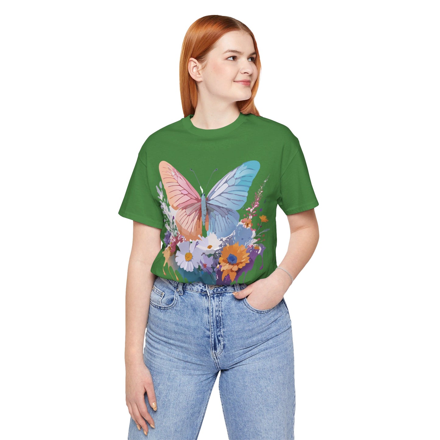 Natural Cotton Tee Shirt with Butterfly