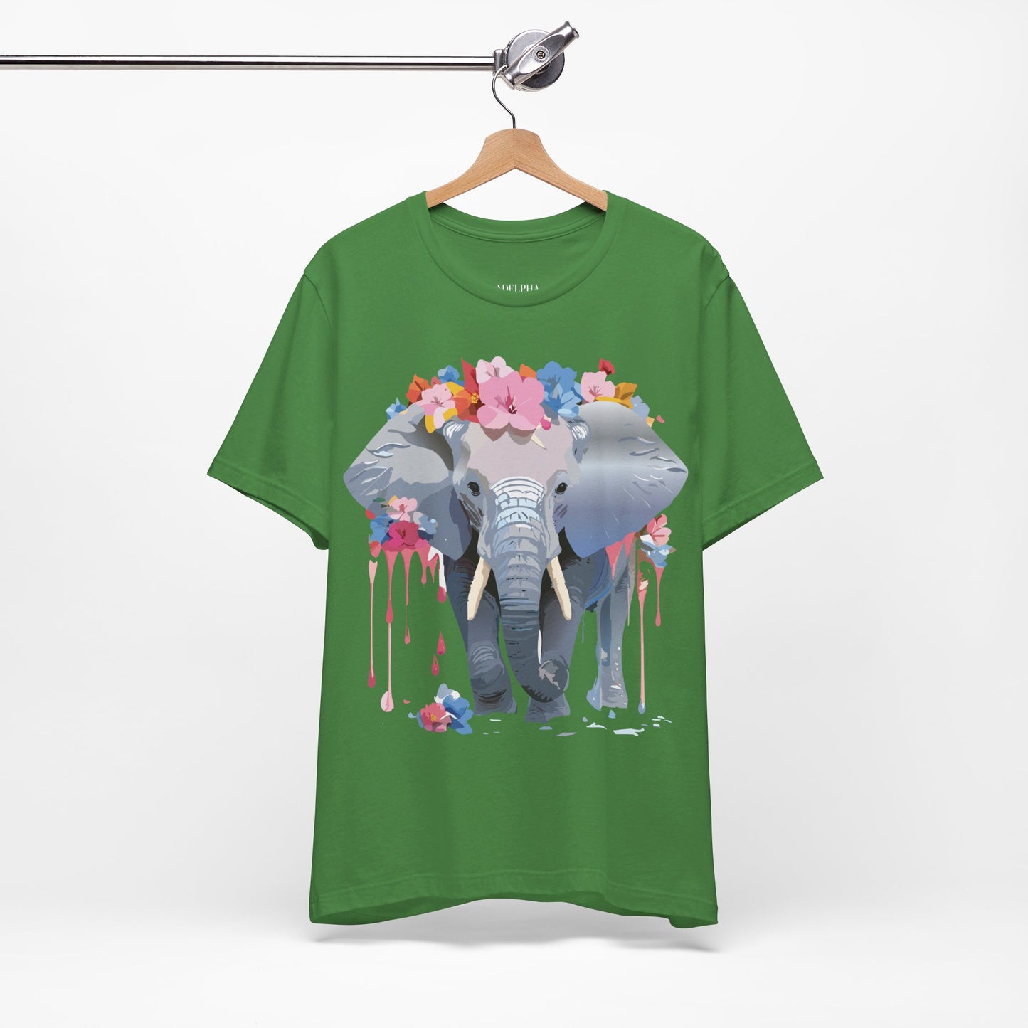 T-shirt en coton naturel avec motif éléphant