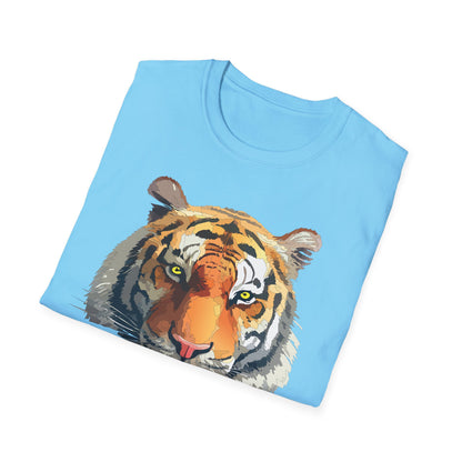 Tiger Print T Shirt Unisex Animal Tee 100 Percent Cotton Softstyle Gildan 64000