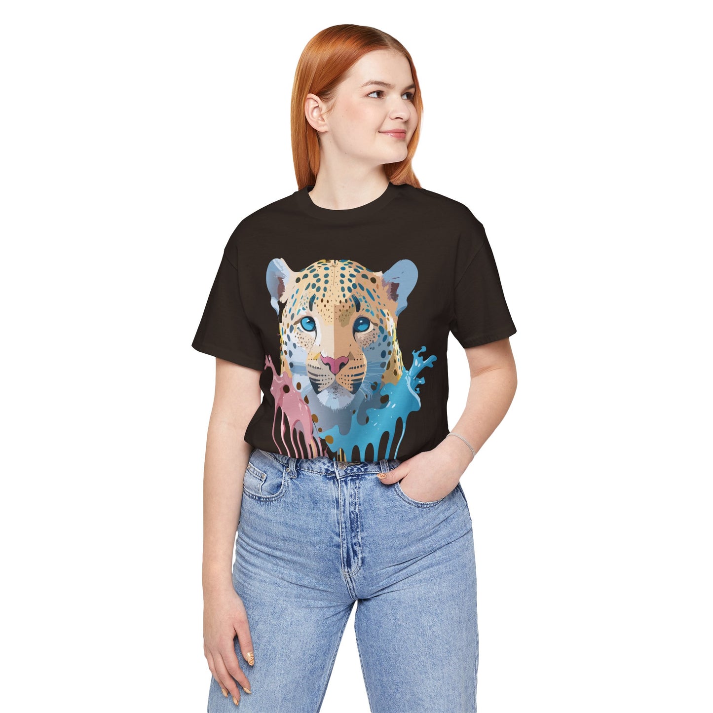 Natural Cotton Tee Shirt with Cheetah