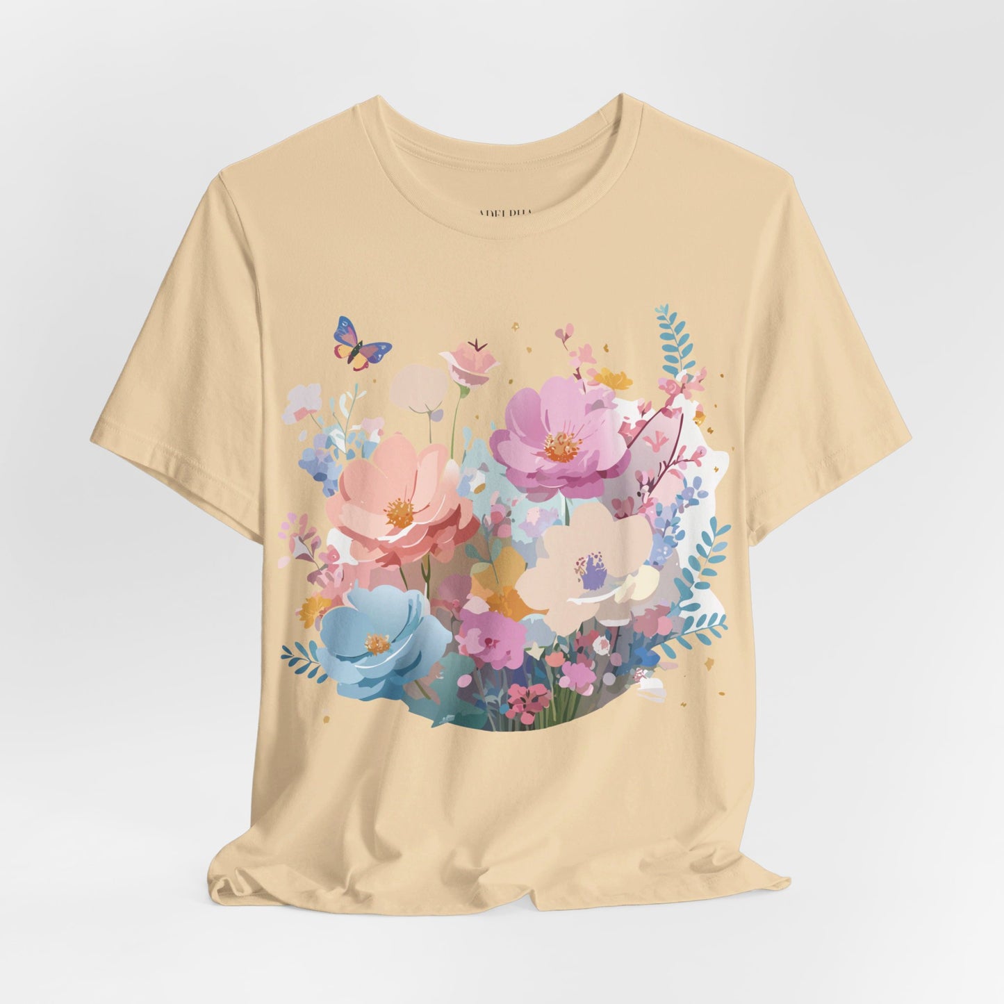 T-Shirt aus natürlicher Baumwolle mit Blumen