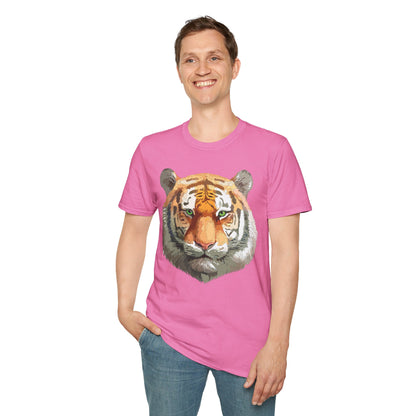 Tiger Print Shirt Unisex Animal Tee Gildan Softstyle 64000 Cotton Comfort