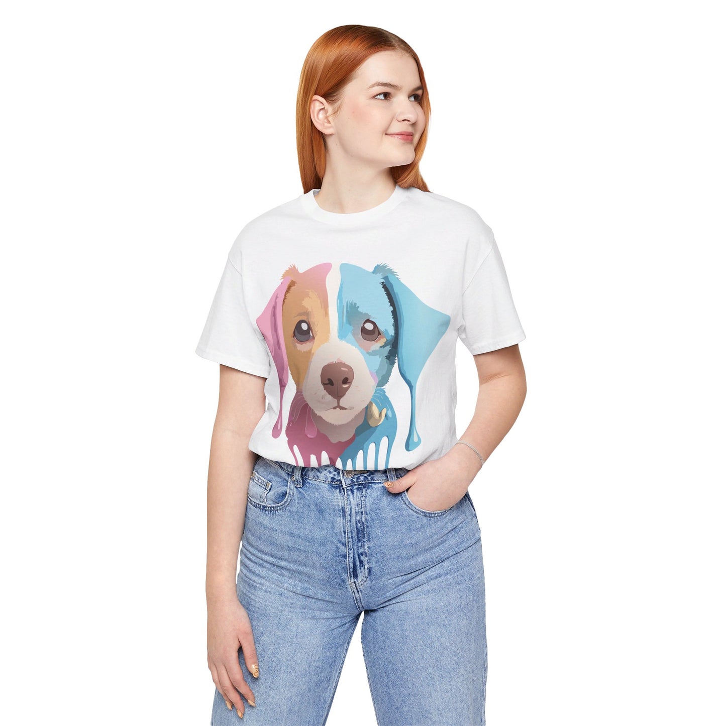 T-Shirt aus natürlicher Baumwolle mit Hund