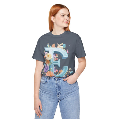 Natural Cotton Tee Shirt - Letters Collection - E Printify