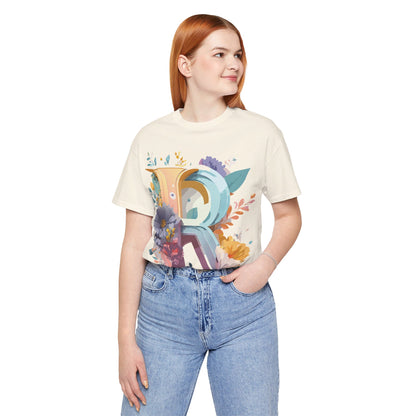 Natural Cotton Tee Shirt - Letters Collection - R Printify