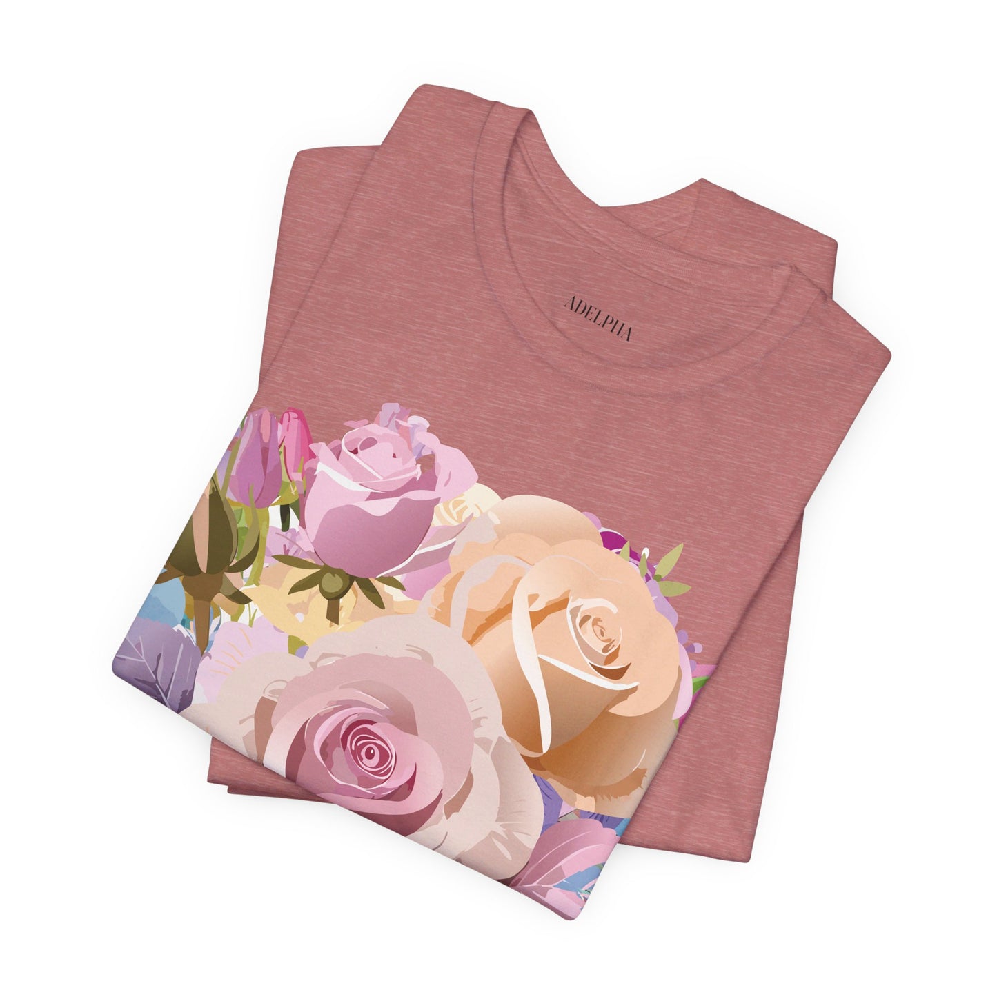 Natural Cotton Tee Shirt with Flowers