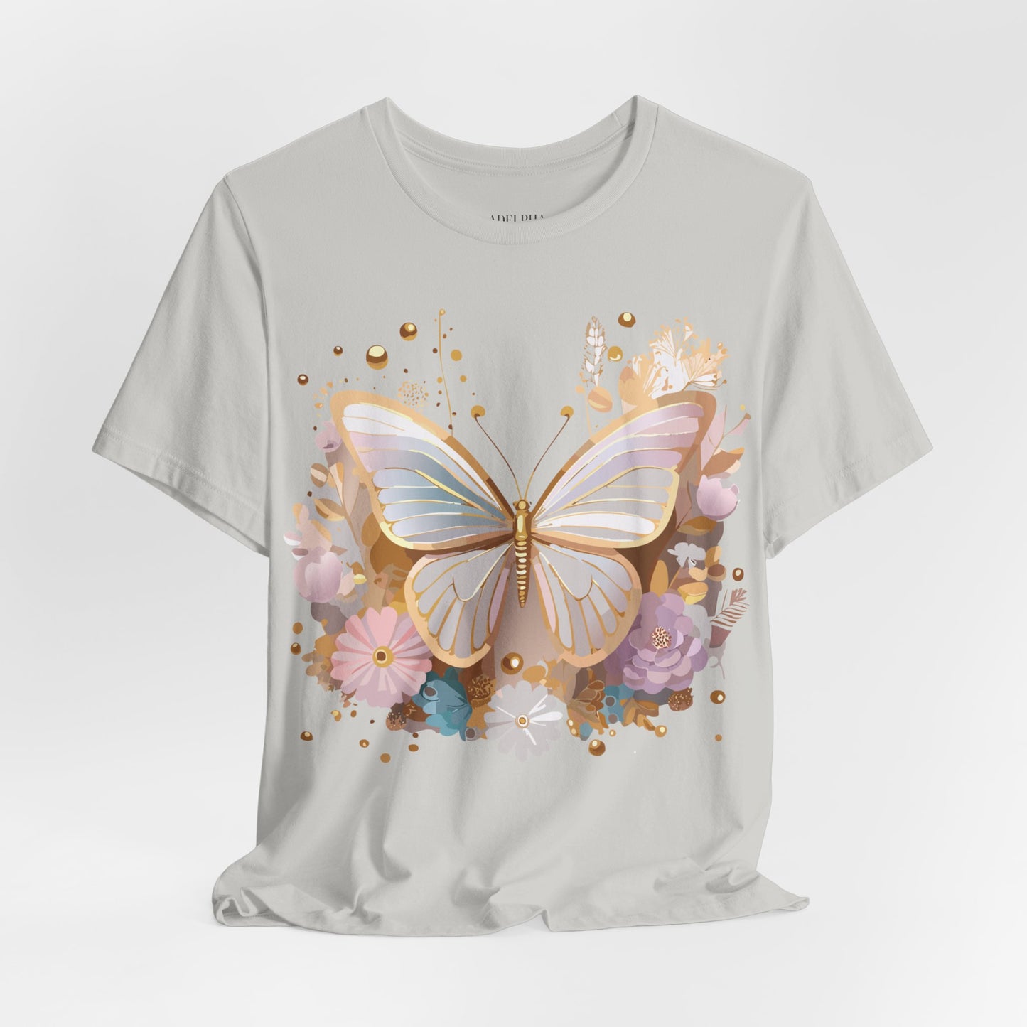 Natural Cotton Tee Shirt with Butterfly