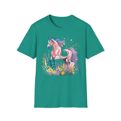 Horse Shirt Unisex Tee Animal Print Gildan Softstyle 64000 Ring Spun Cotton