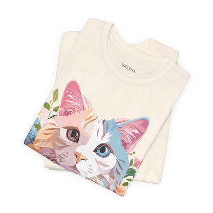 Natural Cotton Tee Shirt with Cat Printify
