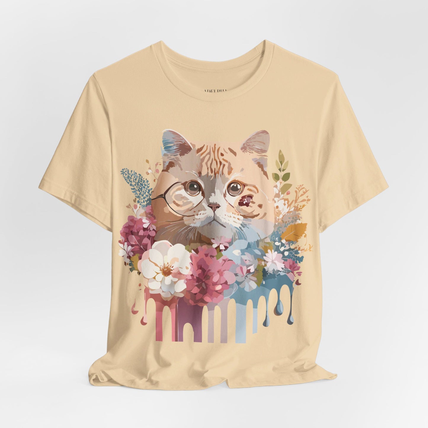 Natural Cotton Tee Shirt with Cat