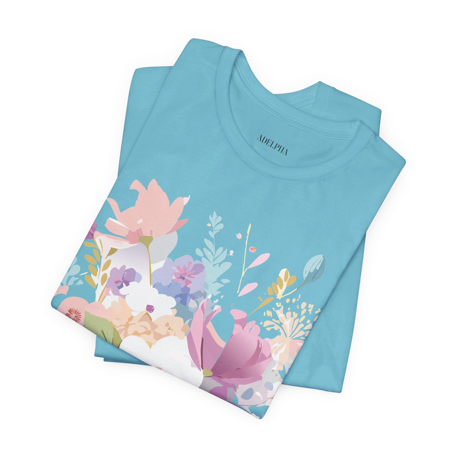 Natural Cotton Tee Shirt with Flowers