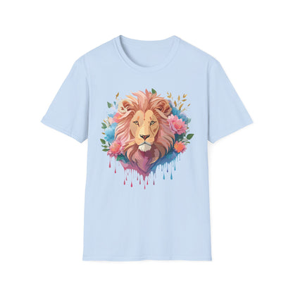 Lion Shirt Unisex Floral Lion Tee 100 Percent Cotton Softstyle Gildan 64000