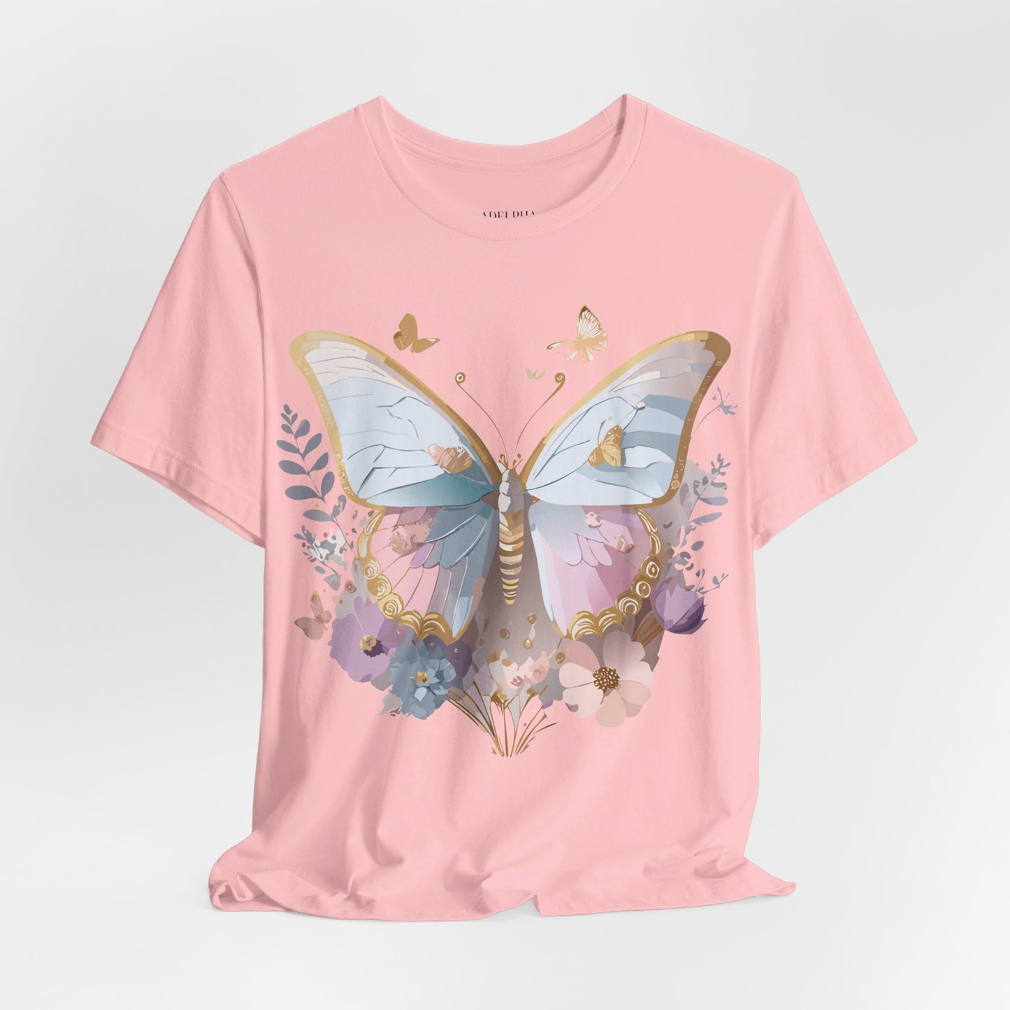 Natural Cotton Tee Shirt with Butterfly