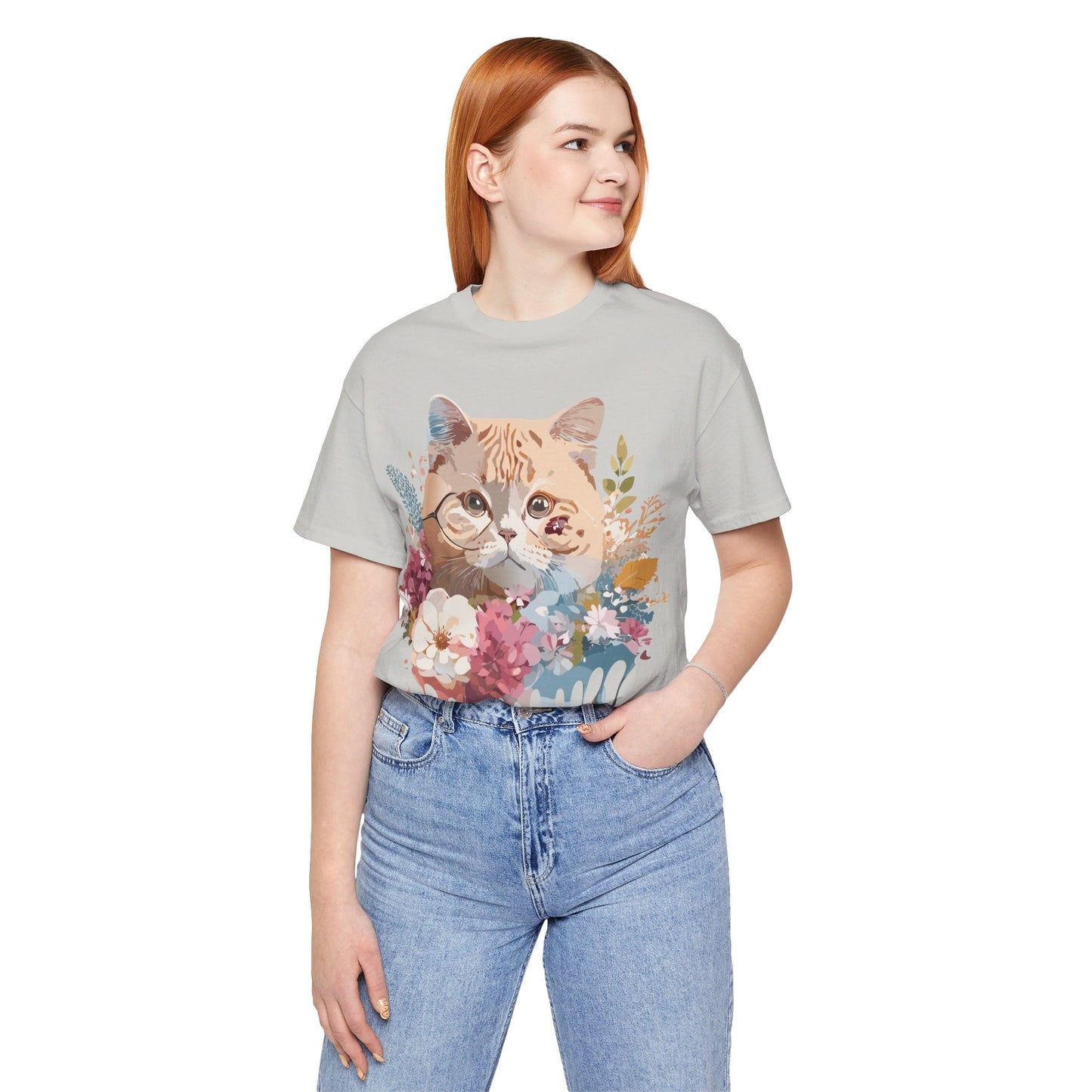 T-Shirt aus natürlicher Baumwolle mit Katze