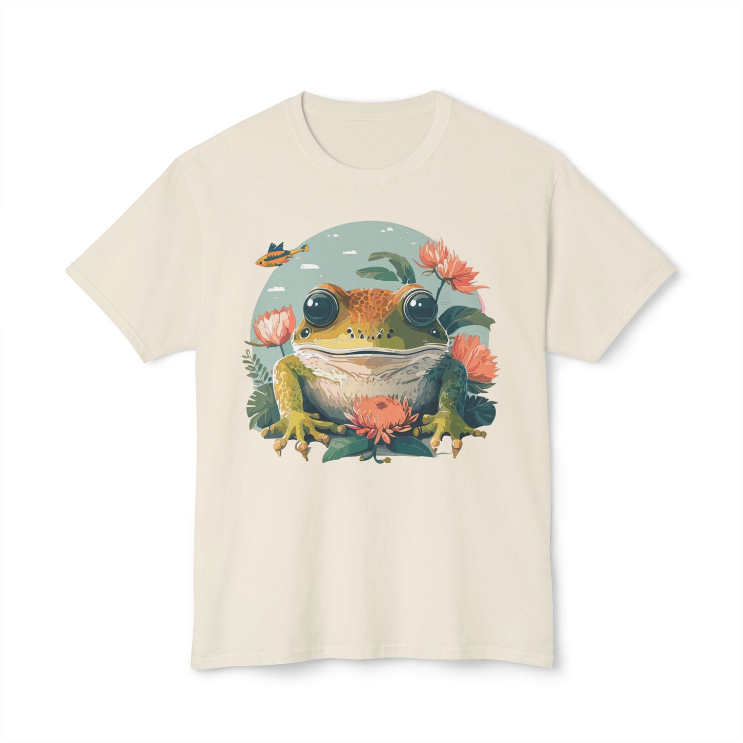 Frog T-Shirt, Vintage Frog Tee, Floral Tees, Frog Art Design Shirt, Tee Shirt with Frog 1
