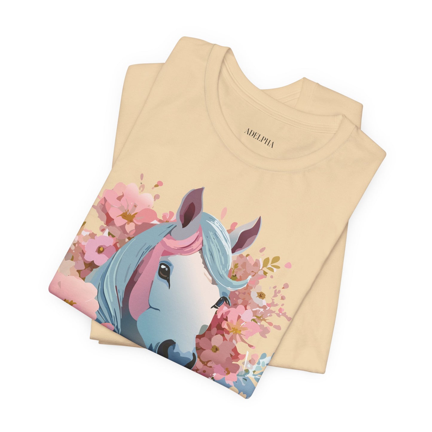 Natural Cotton Tee Shirt with Horse