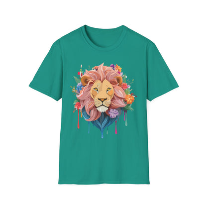 Lion Shirt Unisex Floral Lion Tee Animal Print Softstyle Tee