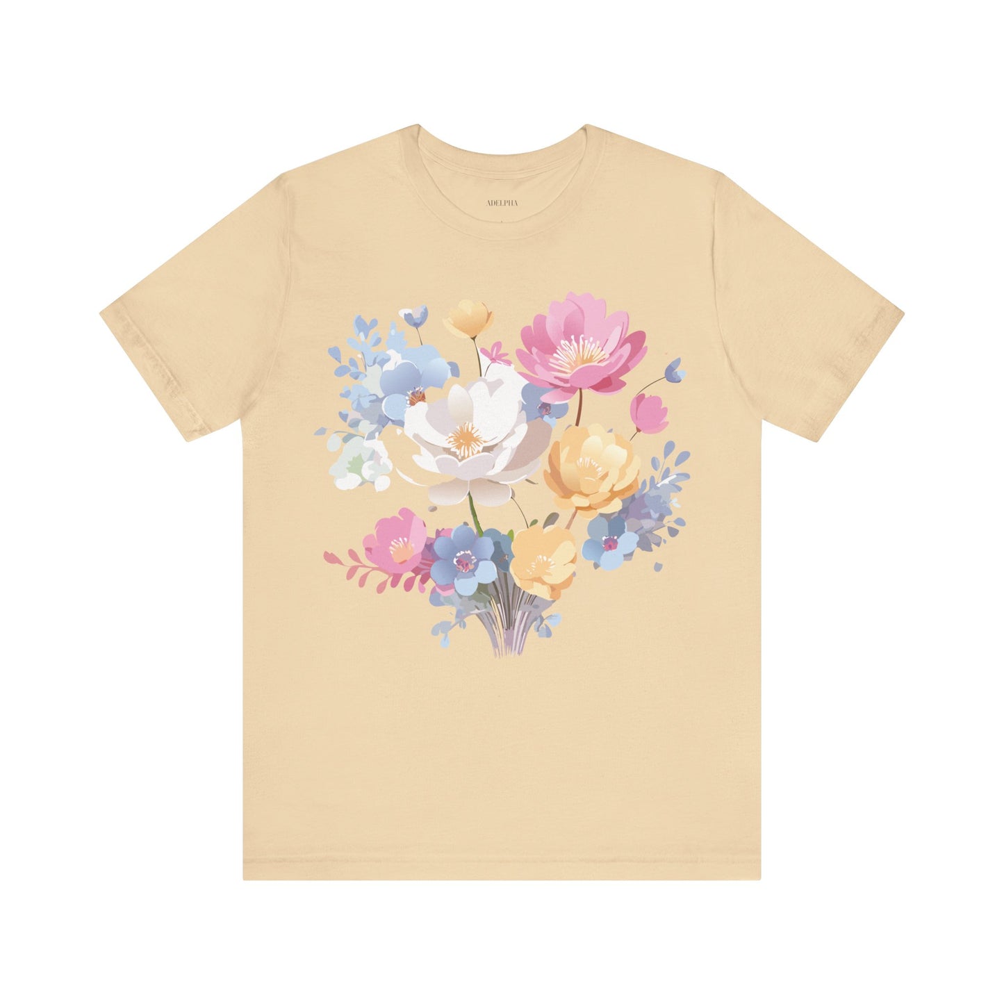 Natural Cotton Tee Shirt with Flowers