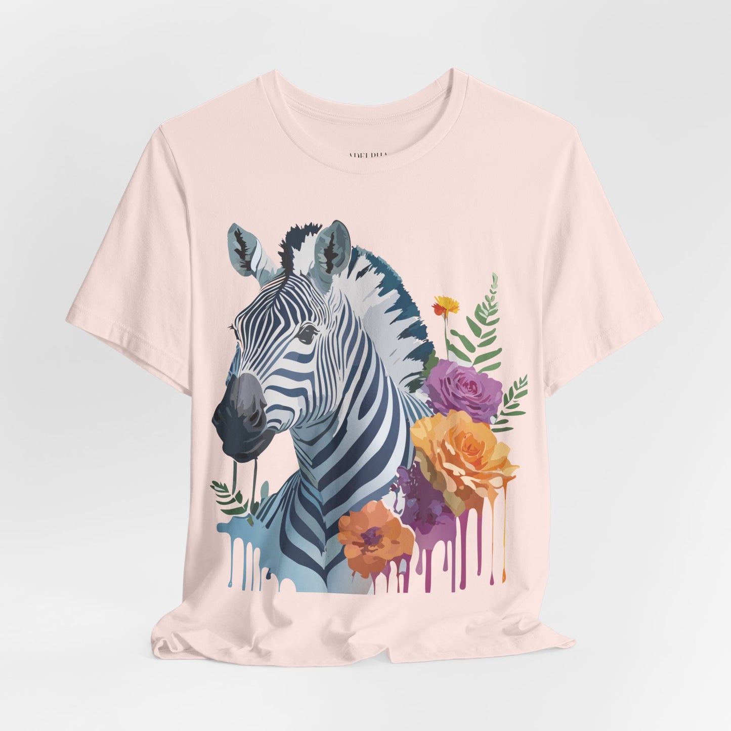 Natural Cotton Tee Shirt with Zebra