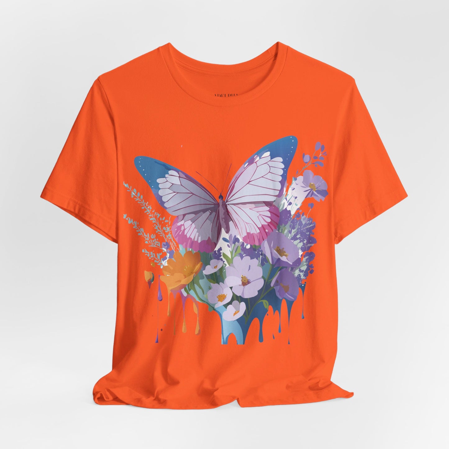 Natural Cotton Tee Shirt with Butterfly