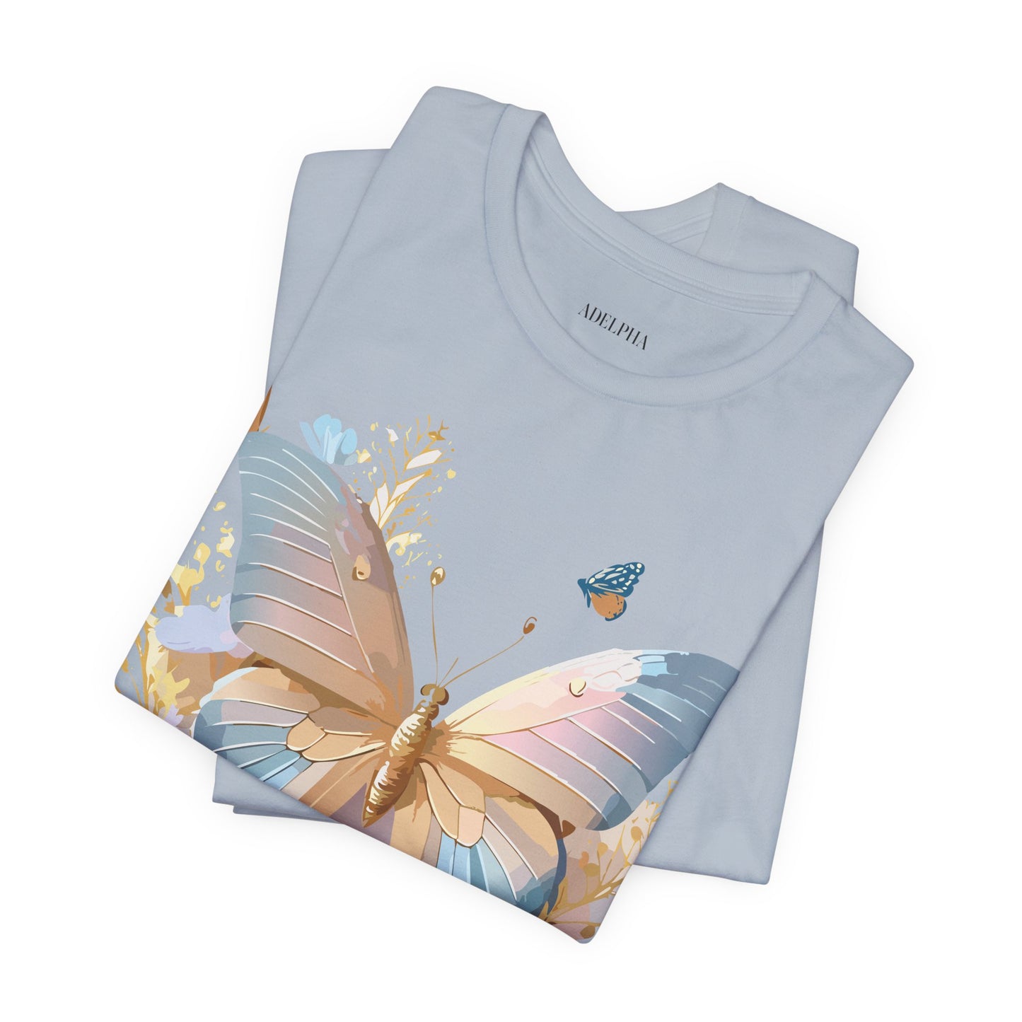 Natural Cotton Tee Shirt with Butterfly