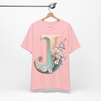 Natural Cotton Tee Shirt - Letters Collection - J Printify