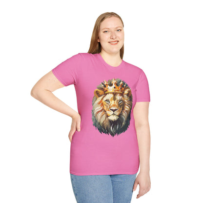 Unisex Lion Print T Shirt Softstyle 64000 One Hundred Percent Ring Spun Cotton