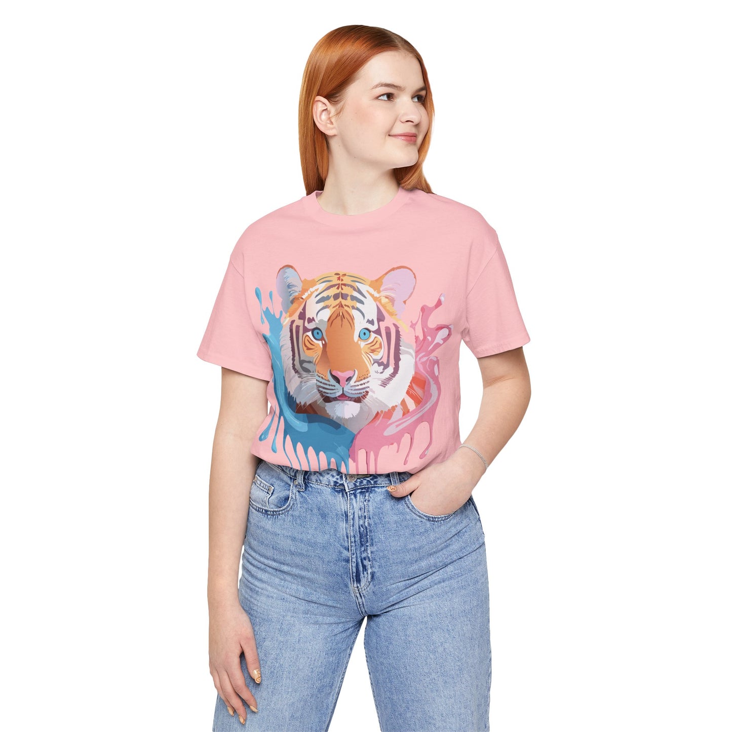 Natural Cotton Tee Shirt with Tiger