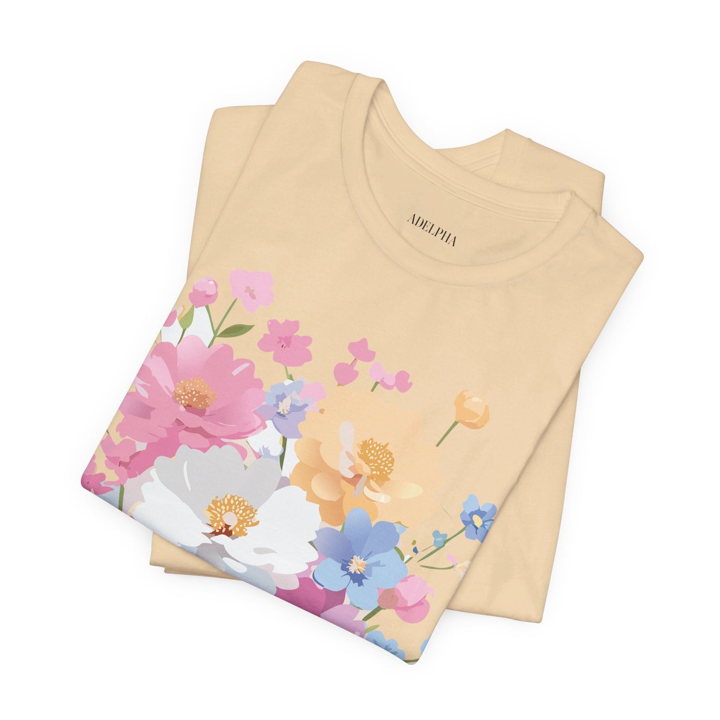 T-shirt en coton naturel avec fleurs