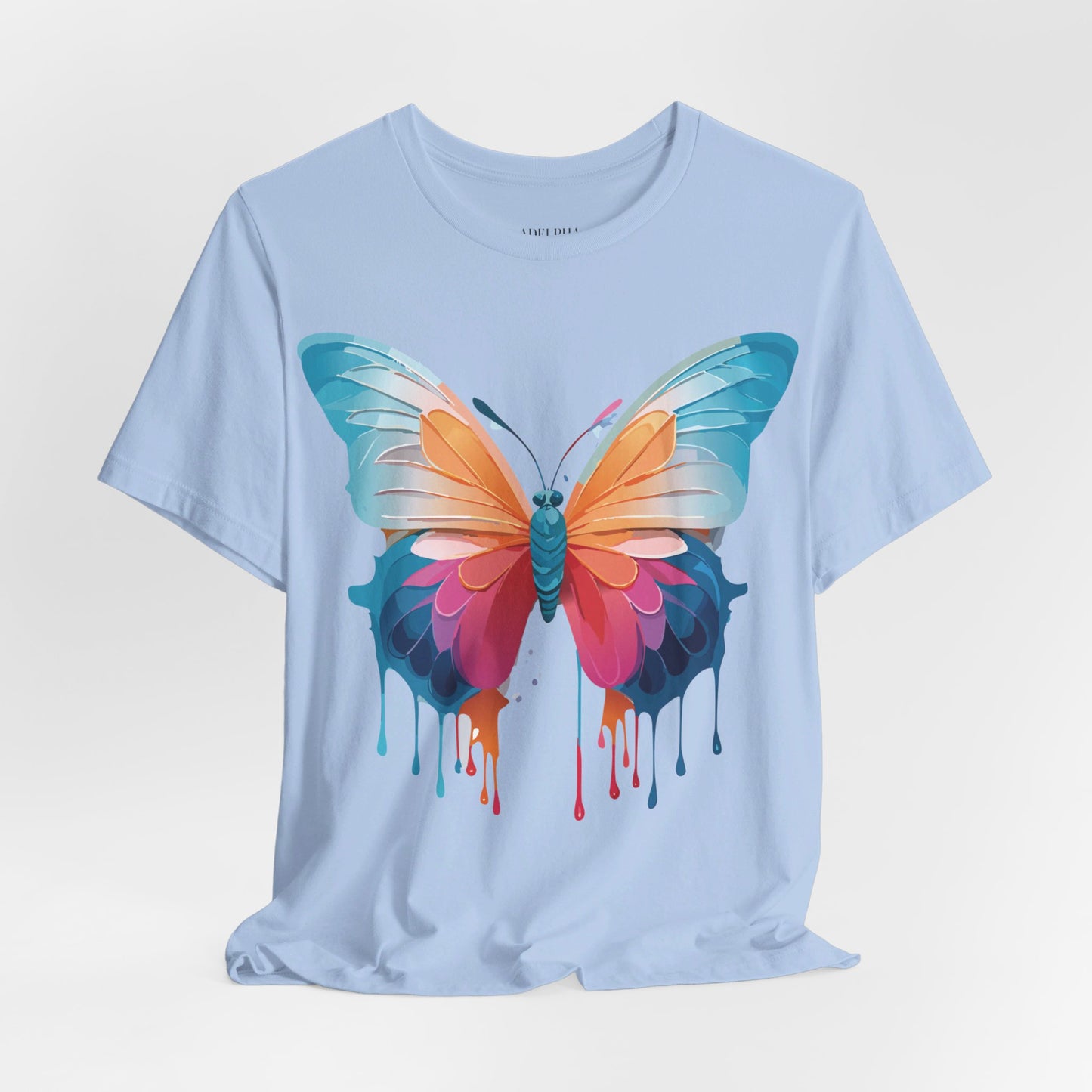 Natural Cotton Tee Shirt with Butterfly