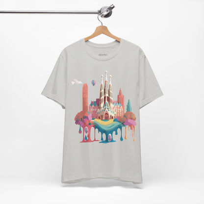 Natural Cotton Tee Shirt - Beautiful Places Collection - Barcelona Printify