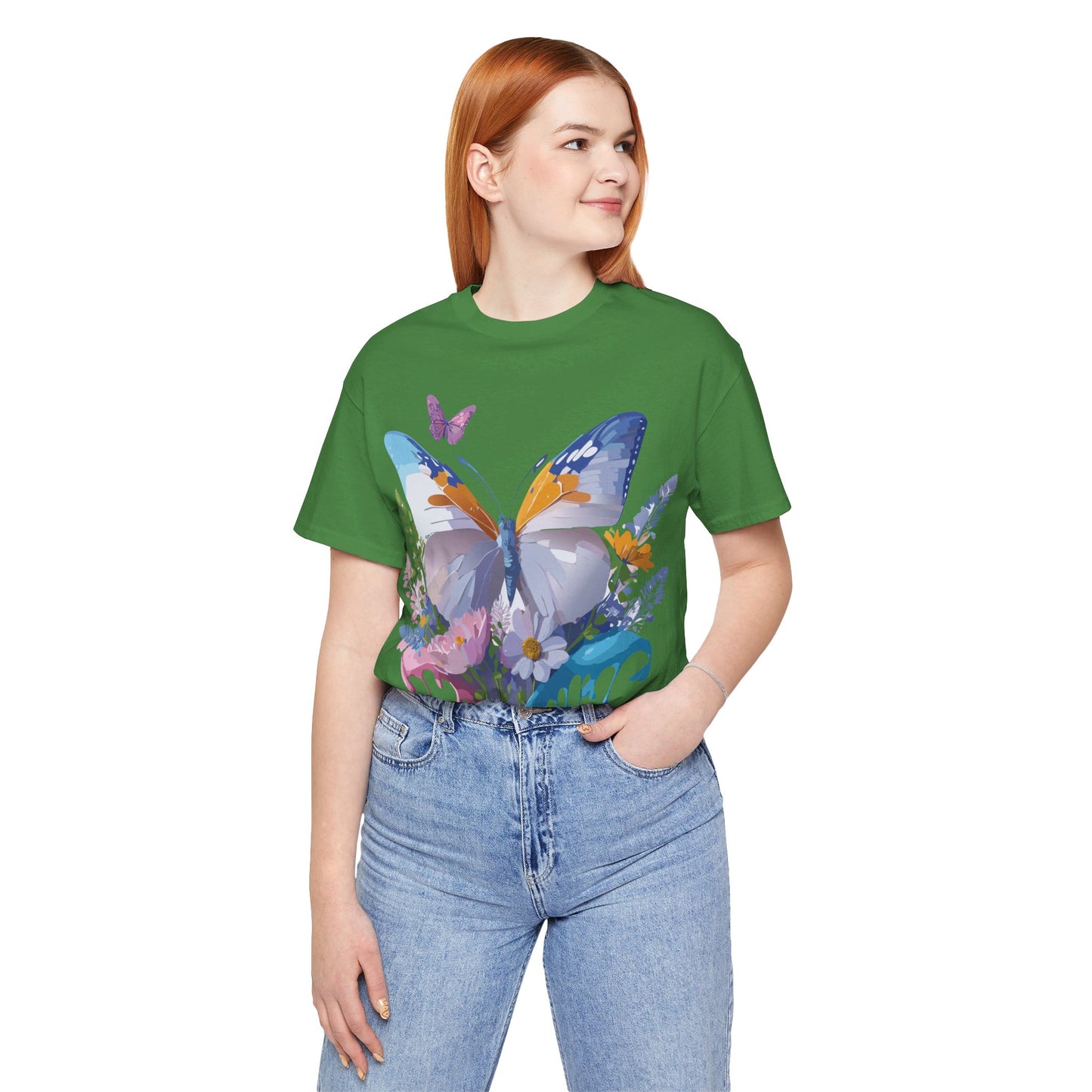 Natural Cotton Tee Shirt with Butterfly