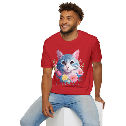 Cat Shirt Unisex Cat Tee Kitten Print Gildan Softstyle 64000