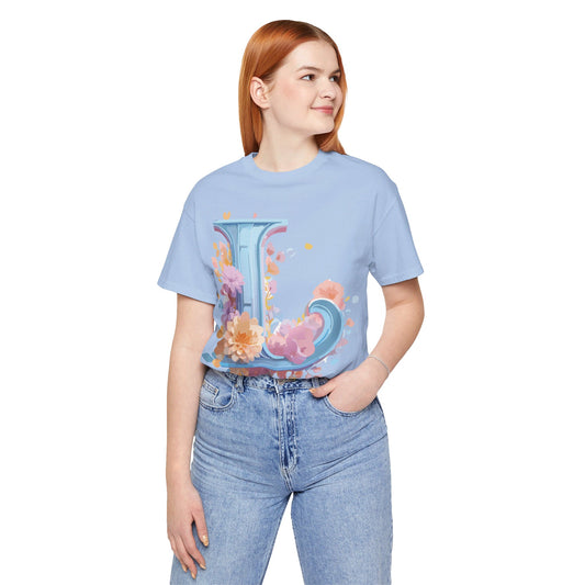 Natural Cotton Tee Shirt - Letters Collection - L Printify