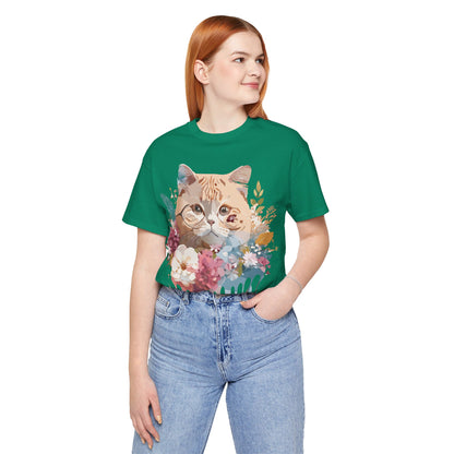 Natural Cotton Tee Shirt with Cat Printify