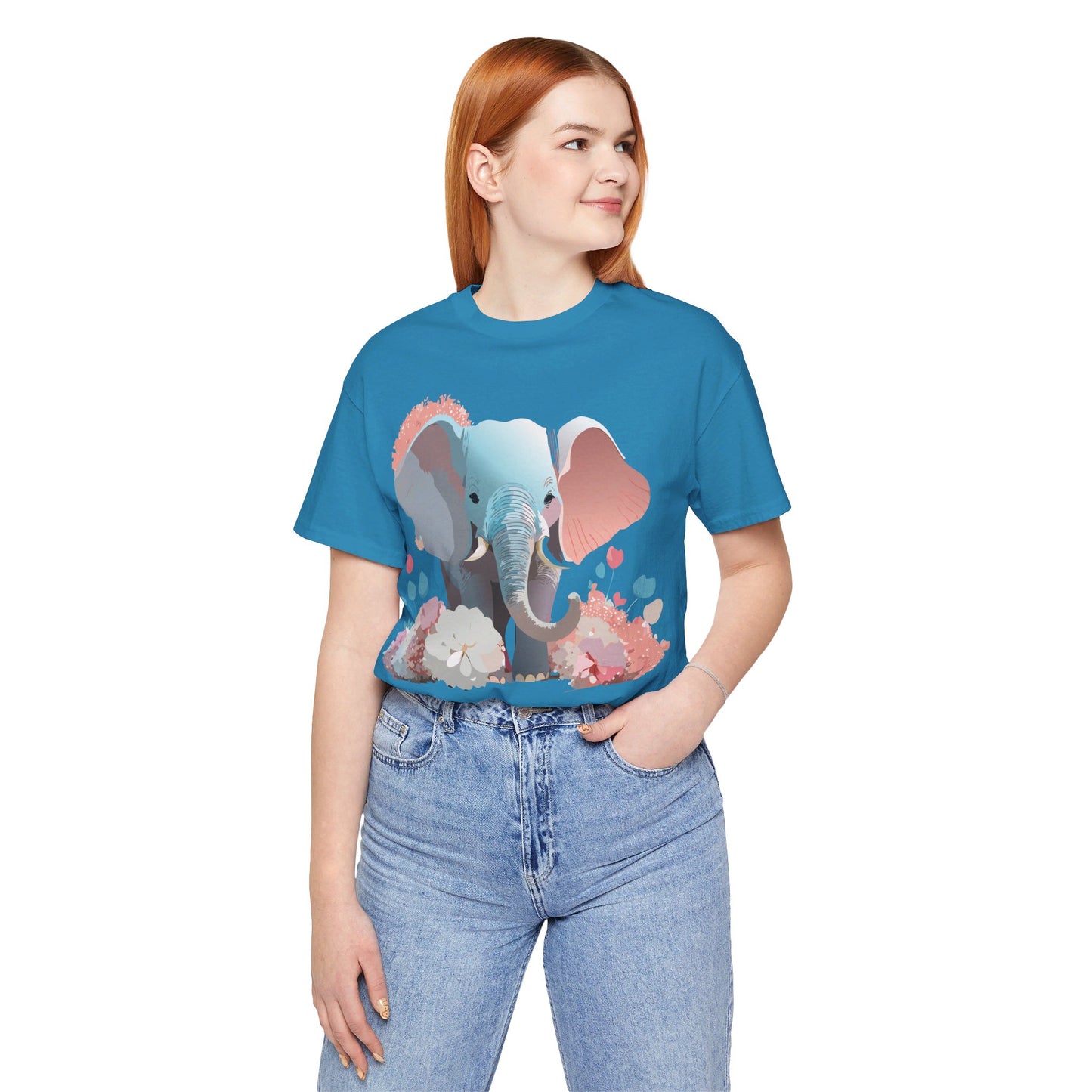 Natural Cotton Tee Shirt with Elephant