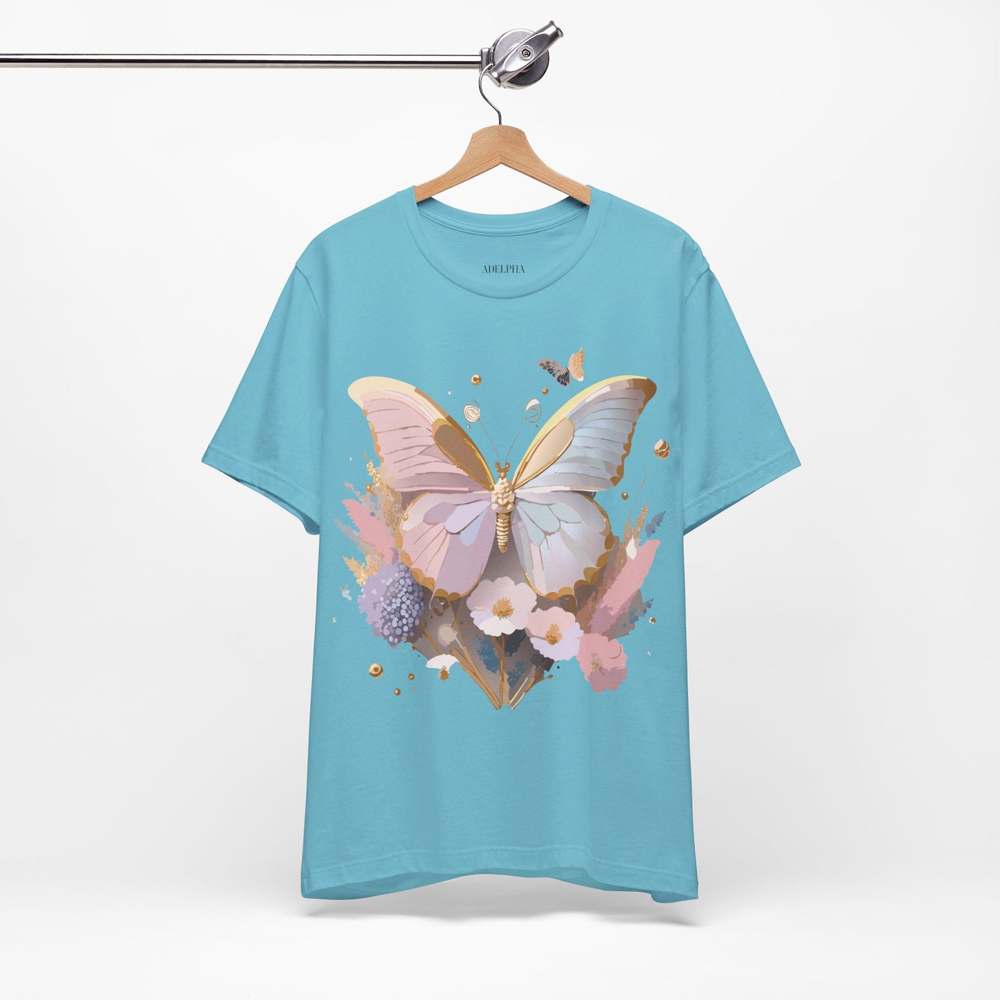 Natural Cotton Tee Shirt with Butterfly