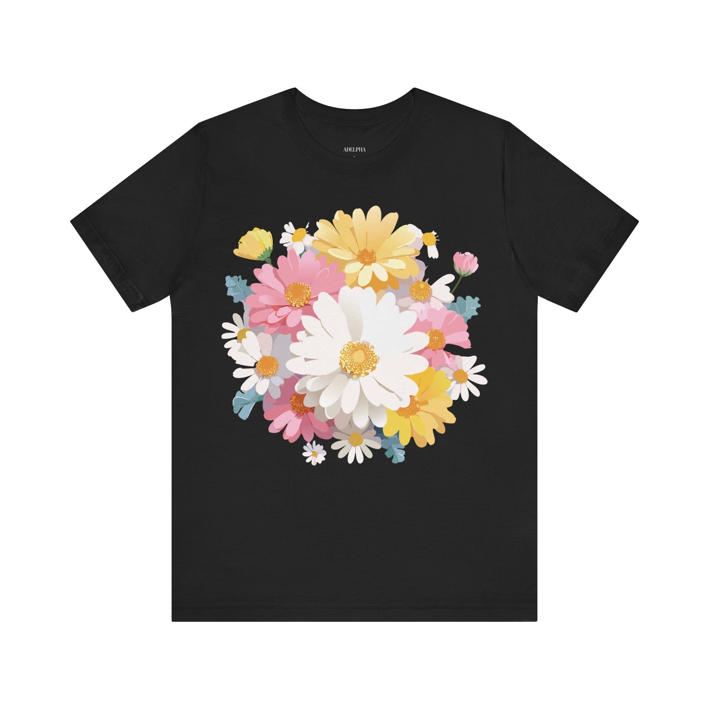 Natural Cotton Tee Shirt with Flowers