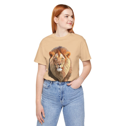 Safari Lion Head Illustration T-Shirt Unisex Cotton Realistic Lion Portrait Tee 3