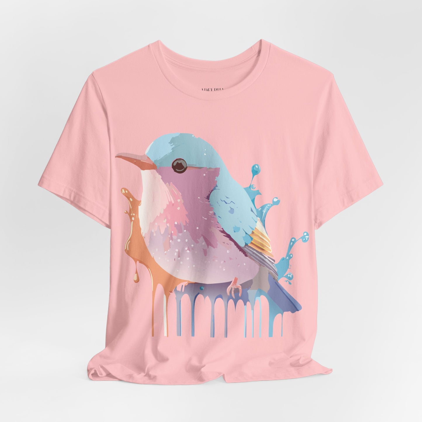 Natural Cotton Tee Shirt with Bird