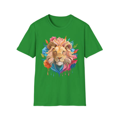 Lion Shirt Unisex Floral Lion Tee Gildan Softstyle 64000 Lightweight Cotton Tee