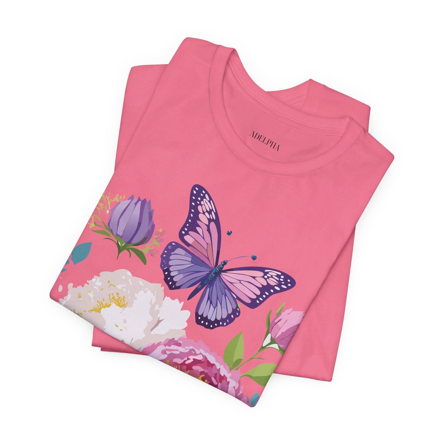 Natural Cotton Tee Shirt with Flowers