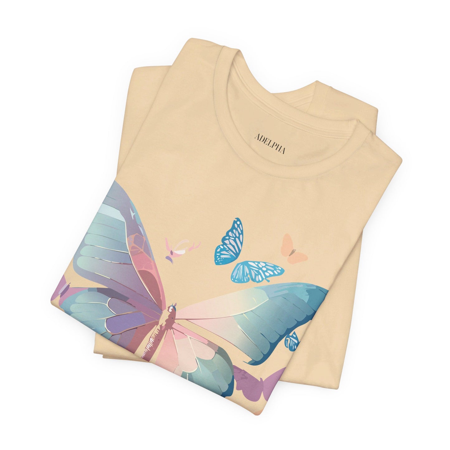 Natural Cotton Tee Shirt with Butterfly