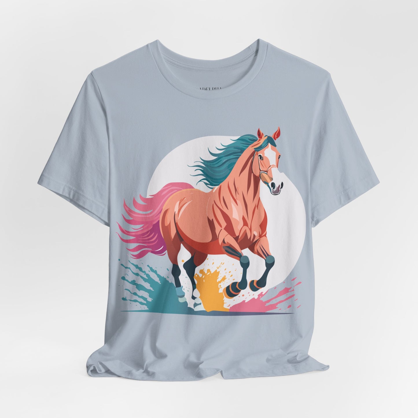 Natural Cotton Tee Shirt with Horse