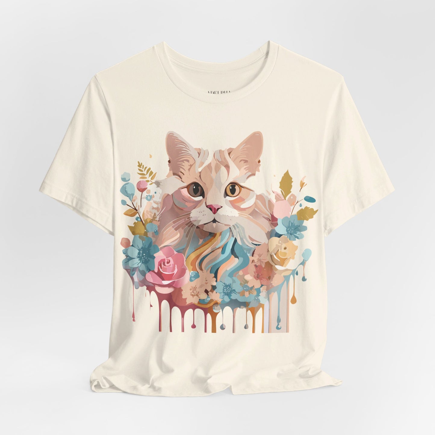 Natural Cotton Tee Shirt with Cat