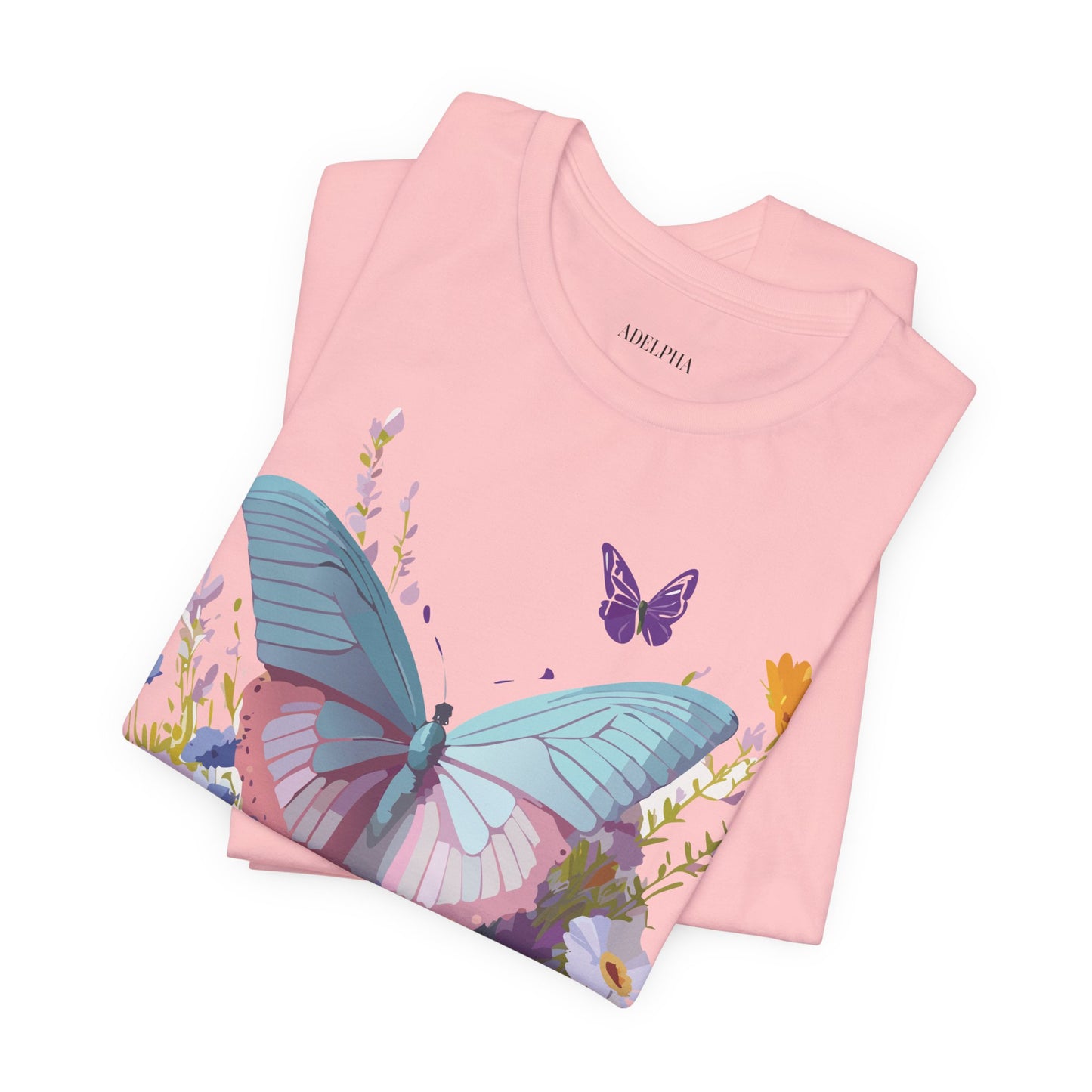 Natural Cotton Tee Shirt with Butterfly