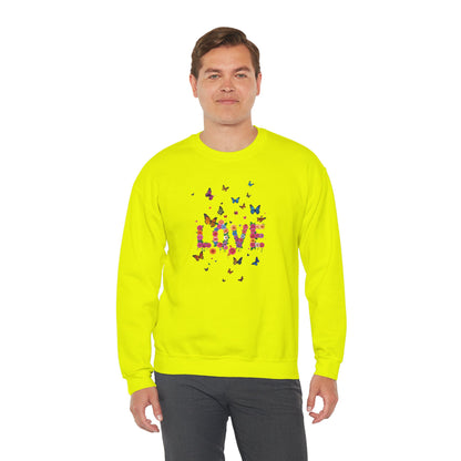 Unisex Floral Love Butterfly Sweatshirt 50 50 Cotton Poly Valentines Day