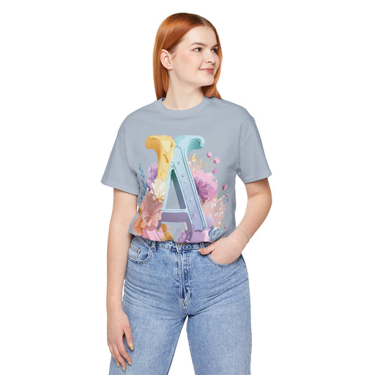 Natural Cotton Tee Shirt - Letters Collection - A Printify